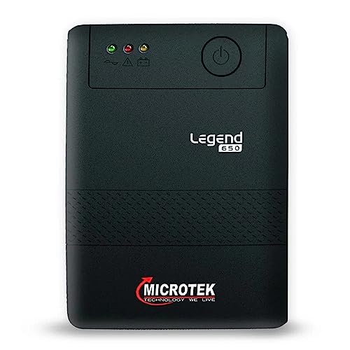 Microtek Legend 650 Line Interactive UPS 650VA/360W, Micro Processor Based UPS System, an Ideal Power Backup & Protection for Desktop PC & Home Office with 2 Years on Electronics and 1 year on Battery