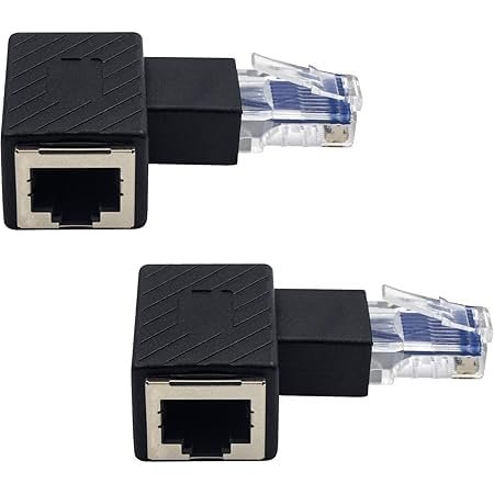 atdaraz Ethernet Adapter 90 Degree, Right Angled RJ45 Male to Female Ethernet Extender Adapter, Cat5e/Cat6 RJ45 Ethernet, for Modem, Router, PC, Network Printer, Laptop, LAN, Switch, etc 2 Pack