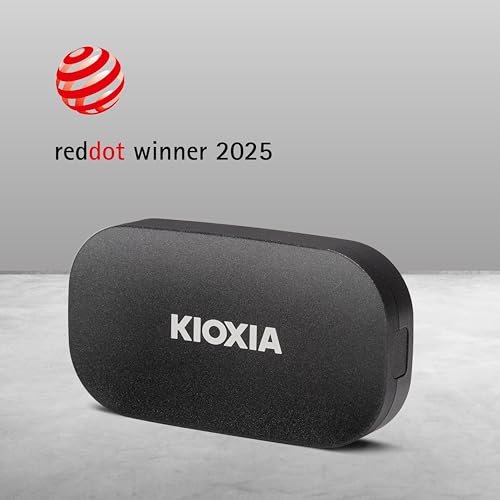 KIOXIA EXCERIA Plus G2 Portable 1TB / Up to 1,050MB/s Read 1000MB/s Write,MIL-STD Drop Tests, 256 AES Encryption, Photographers, Content Creators and Gaming,Smartphone,Mac Compatible External SSD