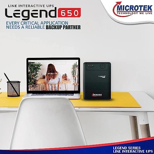 Microtek Legend 650 Line Interactive UPS 650VA/360W, Micro Processor Based UPS System, an Ideal Power Backup & Protection for Desktop PC & Home Office with 2 Years on Electronics and 1 year on Battery