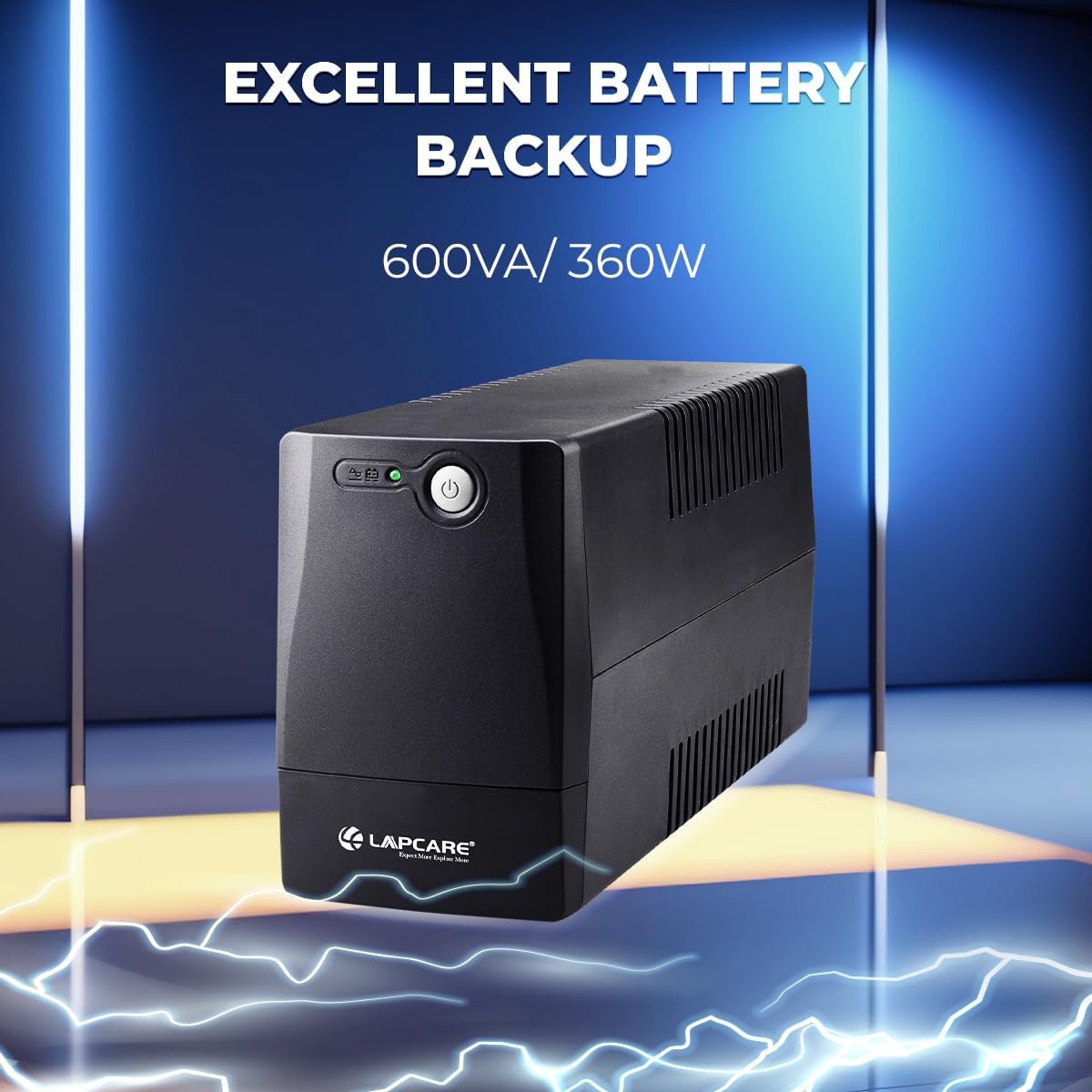 Lapcare Lapon-750 600VA /360W, 230V, UPS System, an Ideal Power Backup & Protection for Home Office, Desktop PC & Home Electronics, Lead Acid Battery, Black