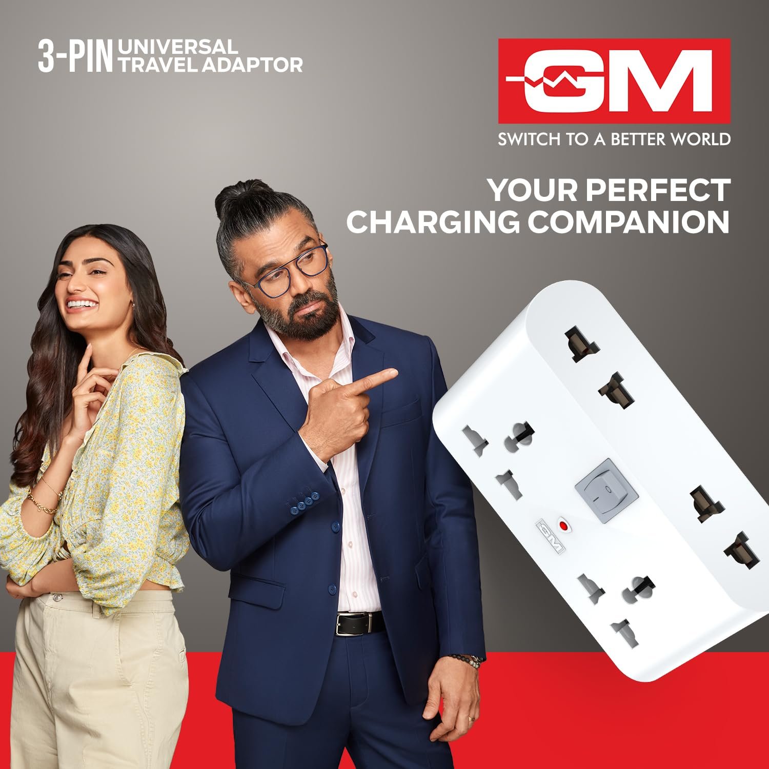 GM 3 Pin 6 AMP Universal Multiplug Travel Adapter with 4 Charging Point | Useful for Home Applications, Mobiles, Computers, Laptops | Adapter with Inbuilt Surge Protector & Power Indicator | GM 3019