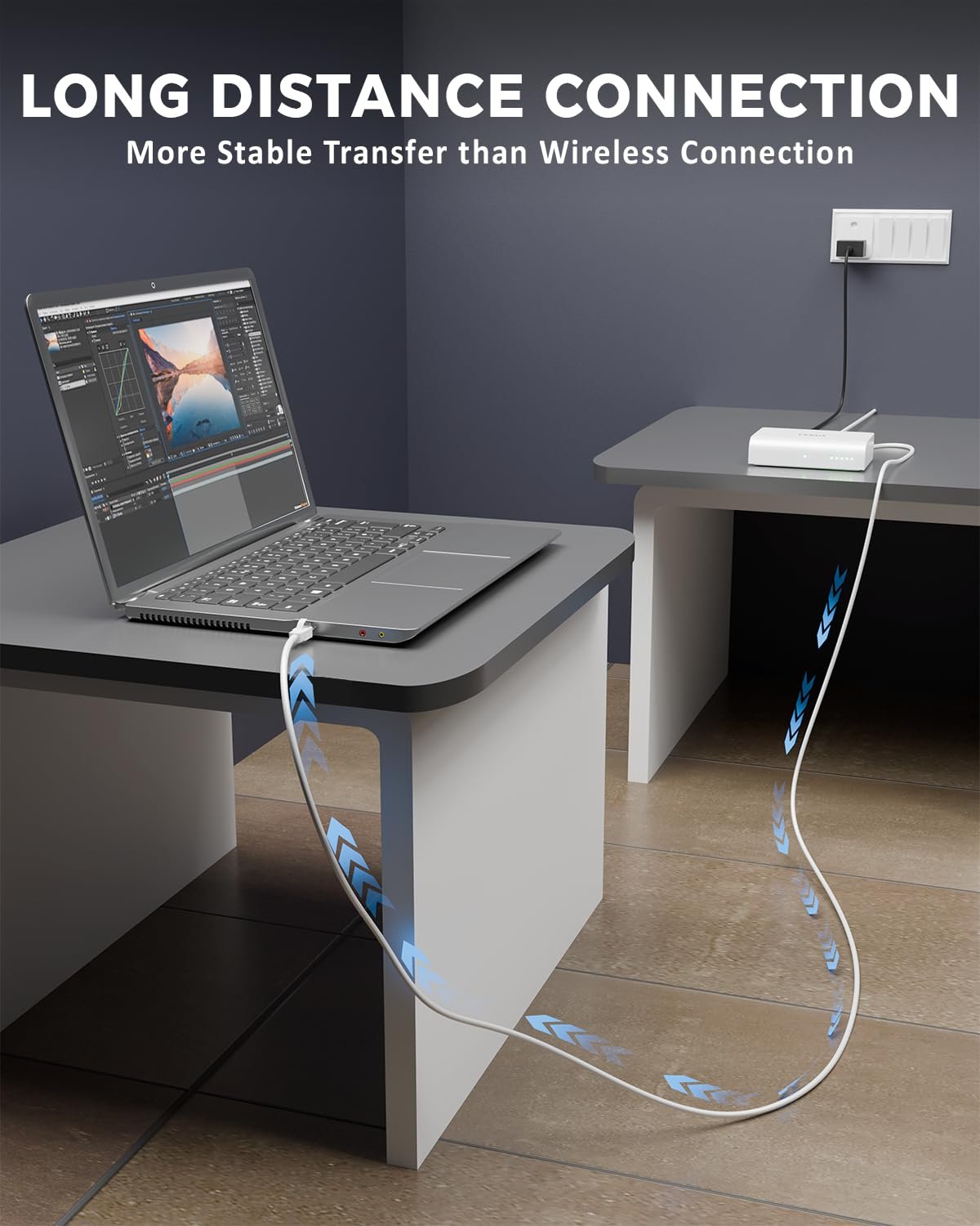 FEDUS Ethernet Switch, 10/100Mbps 5 Port Gigabit Ethernet Splitter, Plug & Play, Desktop Network Switch Hub, Unmanaged, Compact, with LED, Fanless Quiet, for Internet Cable, Laptop, Router, NAS