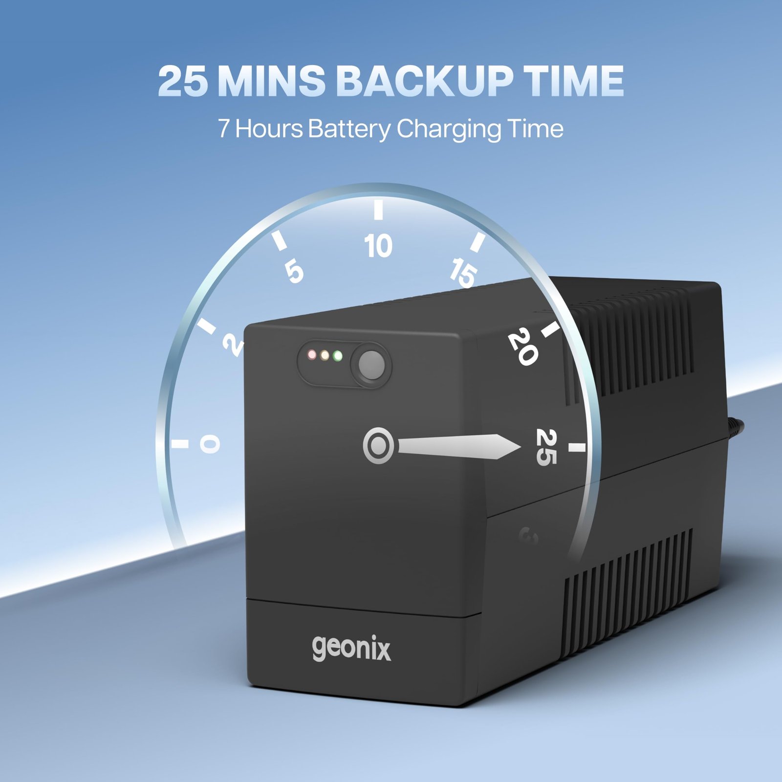 Geonix UPS 1000VA / 600W – BIS Approved Uninterruptible Power Supply for Desktop PCs | Automatic Voltage Regulator, Auto Restart, Cold Start Function – Black