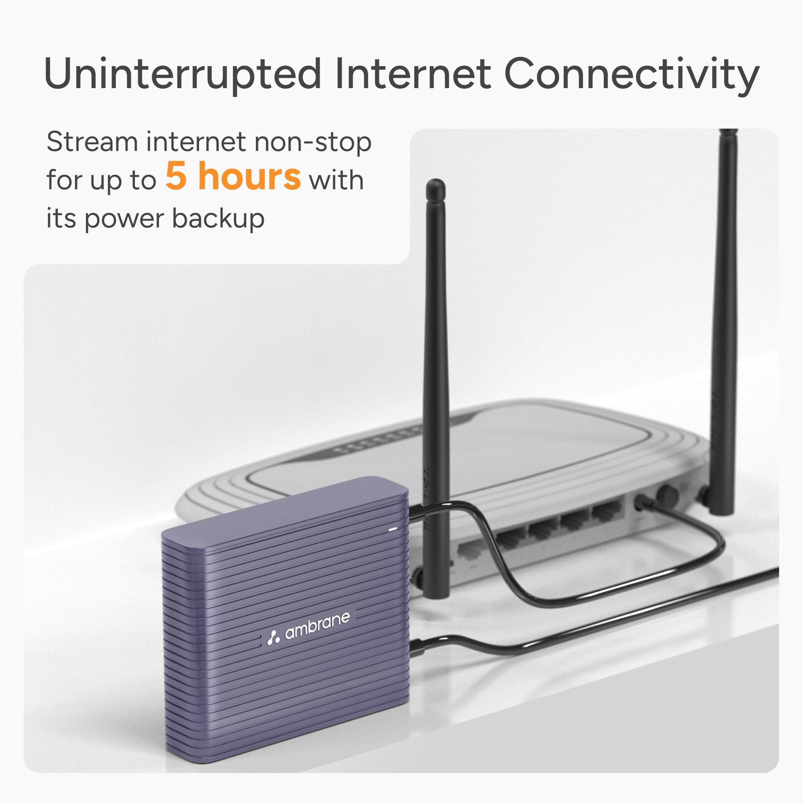 Ambrane Mini UPS for 12V WiFi Router Modem, Backup Upto 5 Hours, 3x2000mAh = 6000mAh Battery | Ups for Router up to 2A, WiFi Router UPS Power Backup During Power Cuts,Portable Ups (CyberVolt 2,Purple)