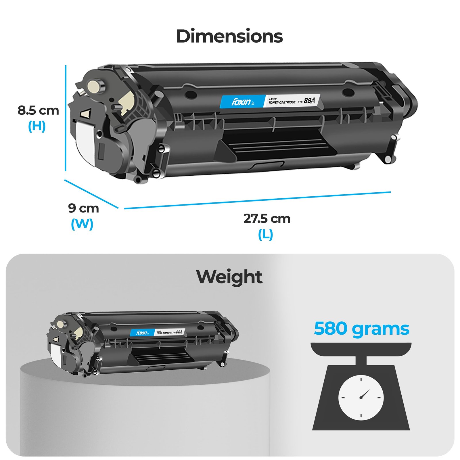 FOXIN FTC 88A/CC388A Black Laser Toner Cartridge Compatible for HP Laserjet Printer M1136, MFP, P1007, P1106, P1108, P1008, M1213nf, MFP, M126nw MFP, M1218nfs, M128fw MFP, M128fn , MFP, M226DW, M226DN