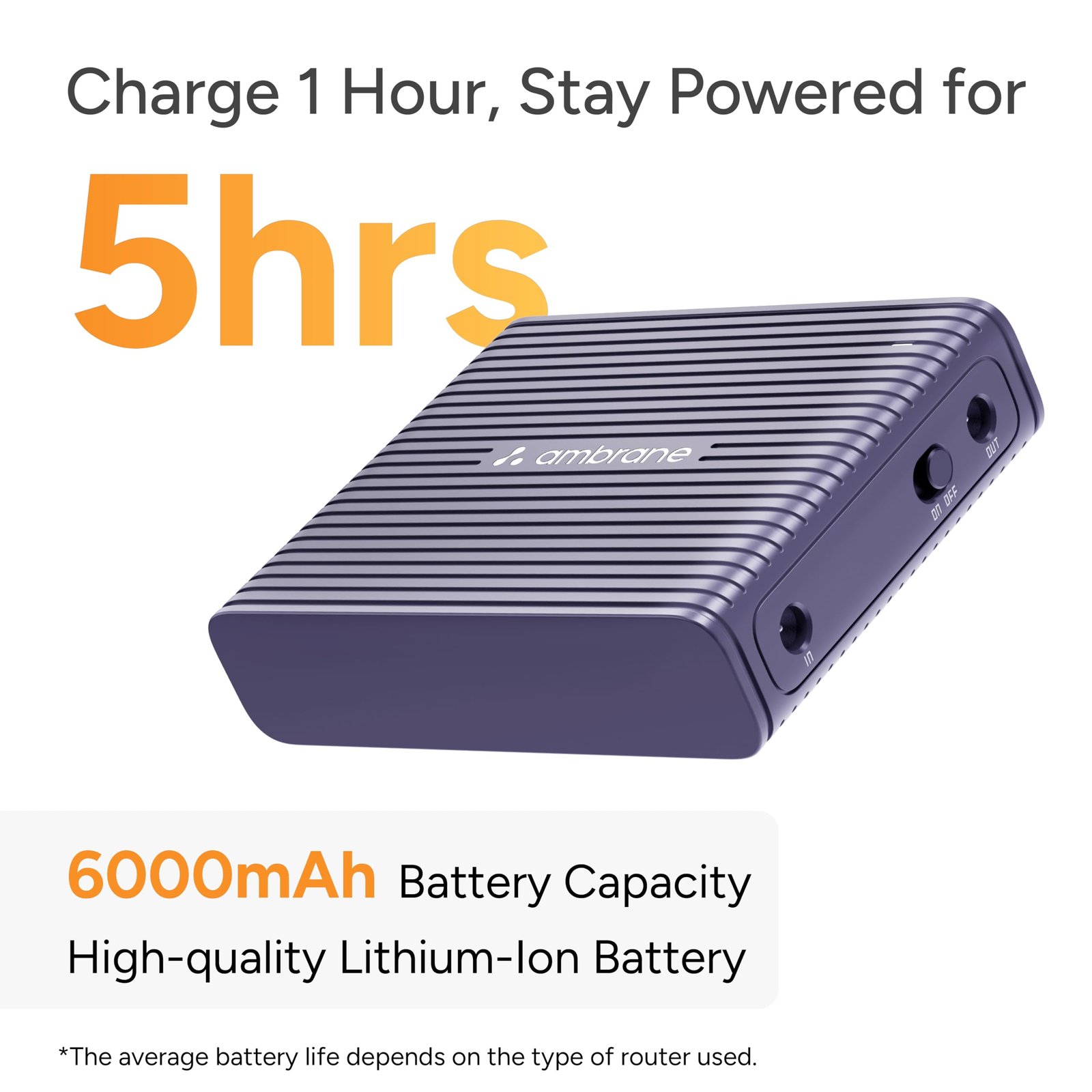 Ambrane Mini UPS for 12V WiFi Router Modem, Backup Upto 5 Hours, 3x2000mAh = 6000mAh Battery | Ups for Router up to 2A, WiFi Router UPS Power Backup During Power Cuts,Portable Ups (CyberVolt 2,Purple)