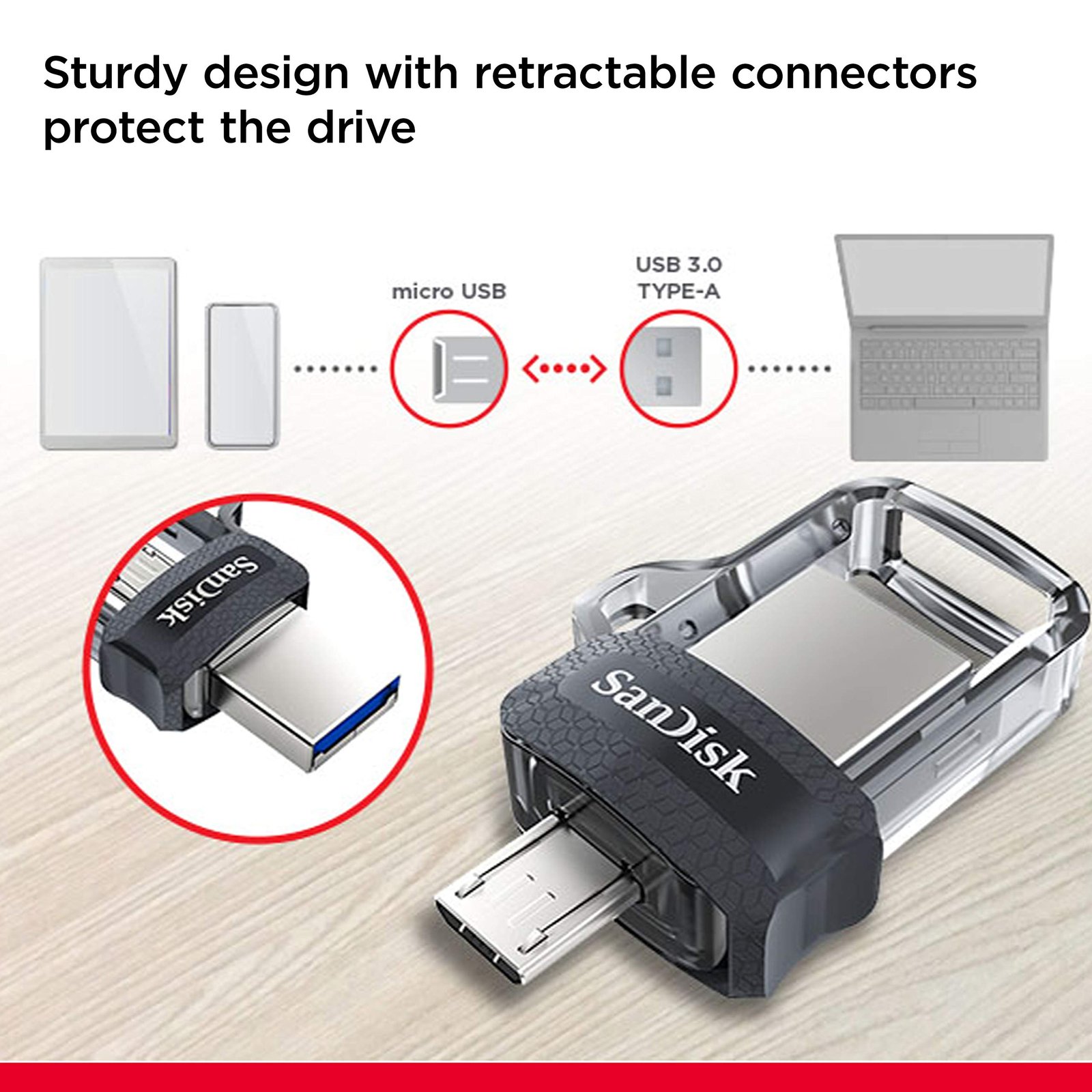 SanDisk Ultra Dual Drive 128GB, USB3.0/Micro-USB Connector, OTG, Pendrive, 5Y Warranty (SDDD3-128G-I35)