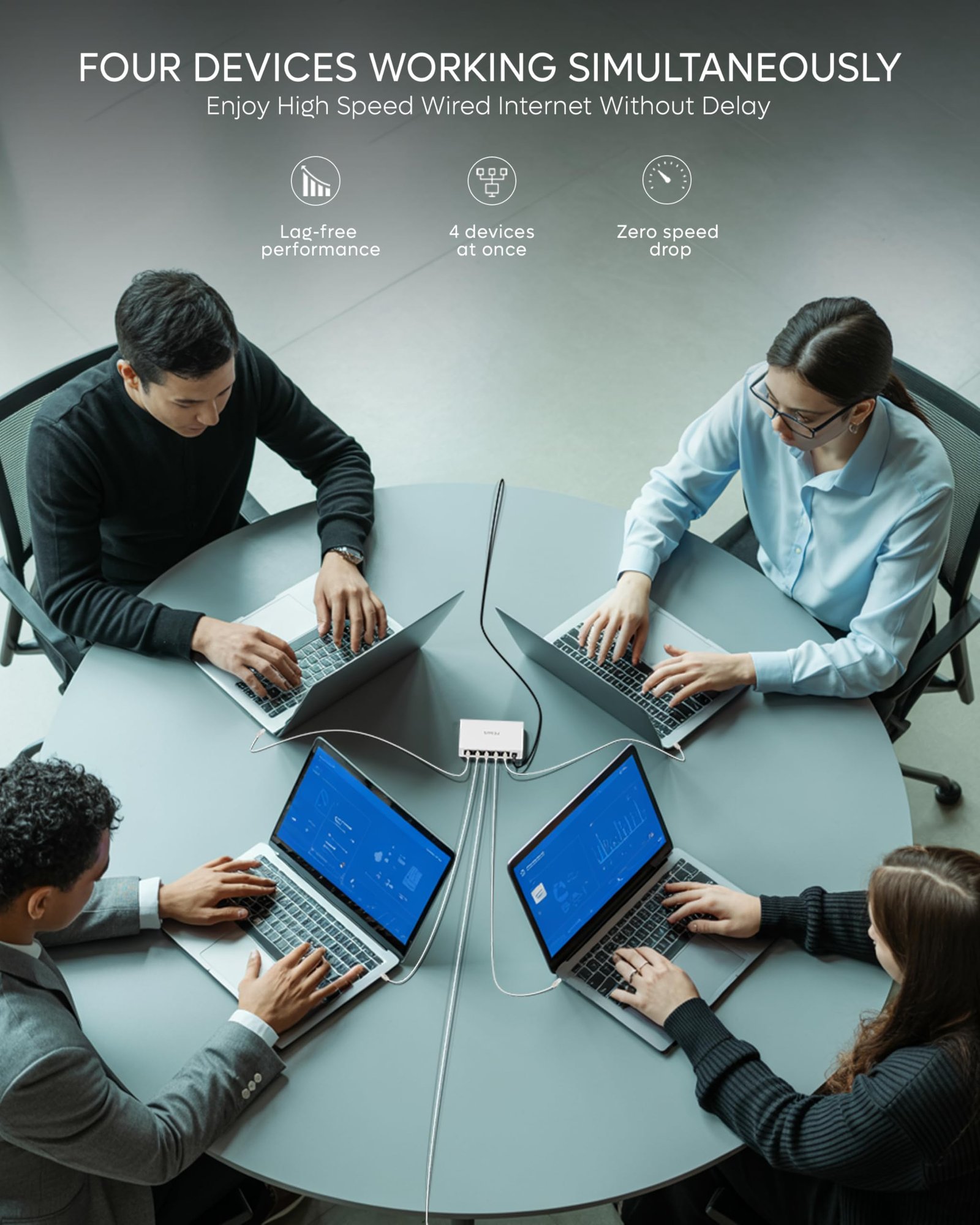 FEDUS Ethernet Switch, 10/100Mbps 5 Port Gigabit Ethernet Splitter, Plug & Play, Desktop Network Switch Hub, Unmanaged, Compact, with LED, Fanless Quiet, for Internet Cable, Laptop, Router, NAS